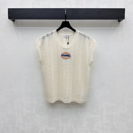 CHANEL SHORT SLEEVE CREW NECK KNIT TOP 273771