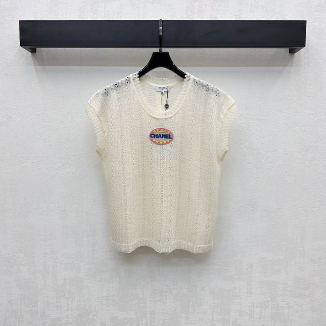 CHANEL SHORT SLEEVE CREW NECK KNIT TOP 273771