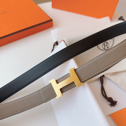 MINI H BELT BUCKLE & REVERSIBLE CAMEL BROWN LEATHER STRAP 24 MM GOLD HARDWARE