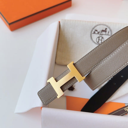 MINI H BELT BUCKLE & REVERSIBLE CAMEL BROWN LEATHER STRAP 24 MM GOLD HARDWARE