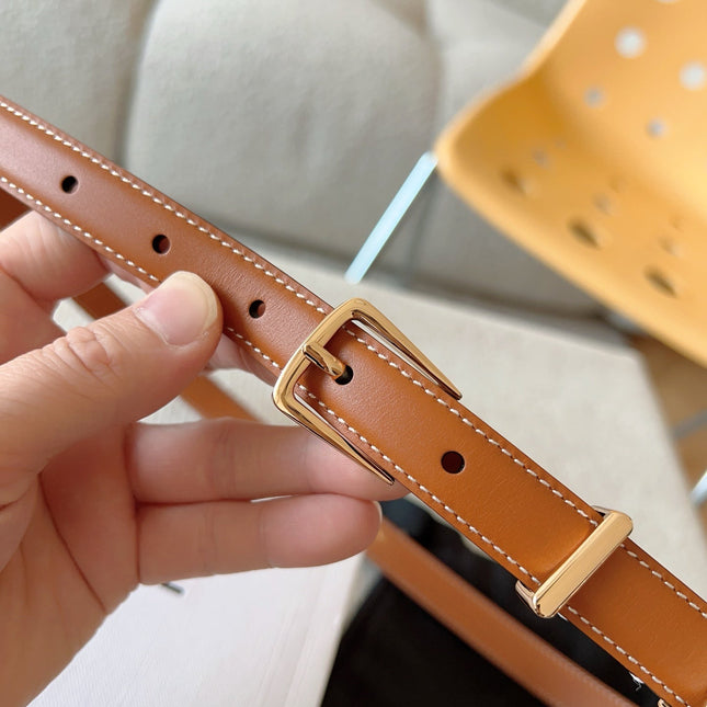 CL BELT 18MM IN BROWN TAURILLON CALFSKIN GOLD BUCKLE