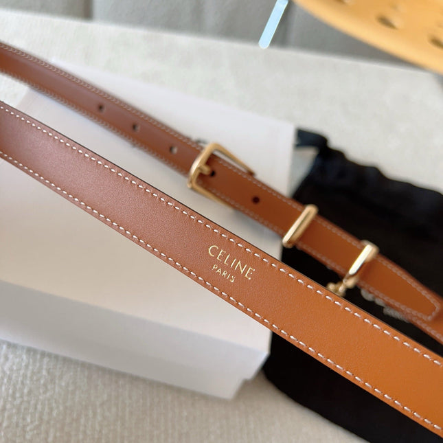 CL BELT 18MM IN BROWN TAURILLON CALFSKIN GOLD BUCKLE