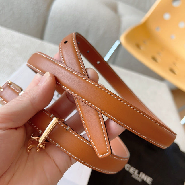 CL BELT 18MM IN BROWN TAURILLON CALFSKIN GOLD BUCKLE