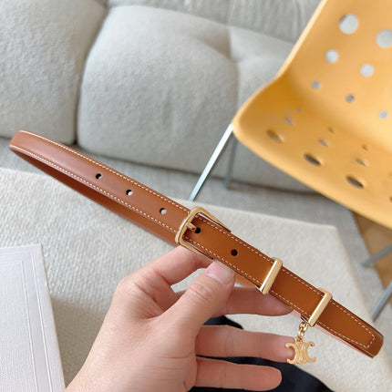 CELINE 25S BELT 18MM IN CARAMEL ELEGANT CHARM TAURILLON GOLD HARDWARE 585791