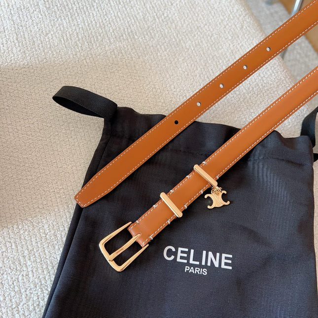 CL BELT 18MM IN BROWN TAURILLON CALFSKIN GOLD BUCKLE