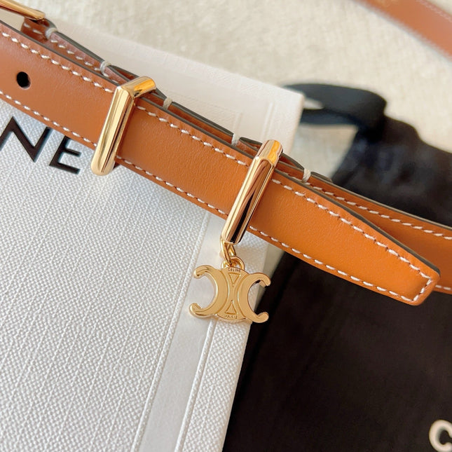 CL BELT 18MM IN BROWN TAURILLON CALFSKIN GOLD BUCKLE