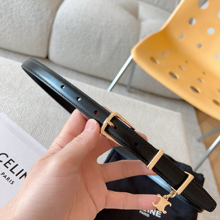 CL BELT 18MM IN BLACK TAURILLON GLOSSY CALFSKIN GOLD BUCKLE