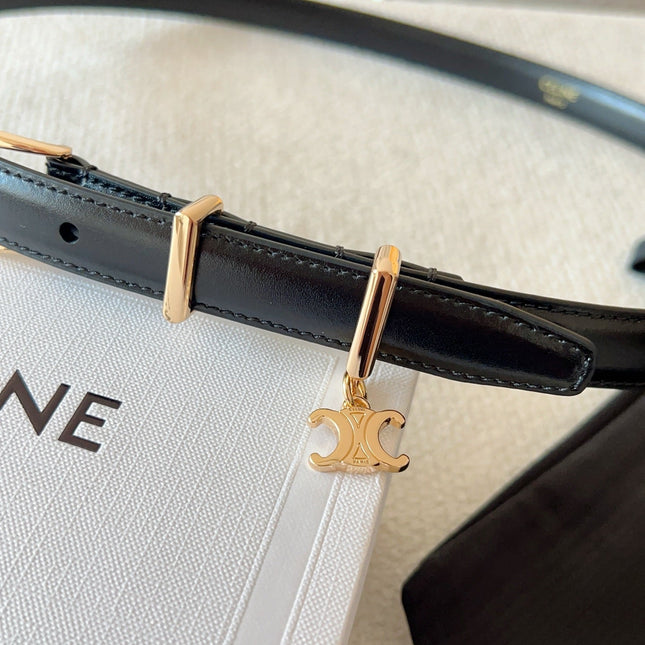 CL BELT 18MM IN BLACK TAURILLON GLOSSY CALFSKIN GOLD BUCKLE