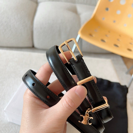 CL BELT 18MM IN BLACK TAURILLON GLOSSY CALFSKIN GOLD BUCKLE