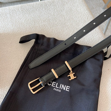 CL BELT 18MM IN BLACK TAURILLON GLOSSY CALFSKIN GOLD BUCKLE