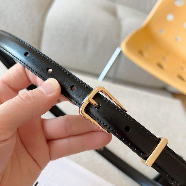 CL BELT 18MM IN BLACK TAURILLON GLOSSY CALFSKIN GOLD BUCKLE