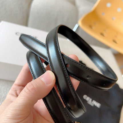 CL BELT 18MM IN BLACK TAURILLON GLOSSY CALFSKIN GOLD BUCKLE