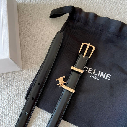 CL BELT 18MM IN BLACK TAURILLON GLOSSY CALFSKIN GOLD BUCKLE