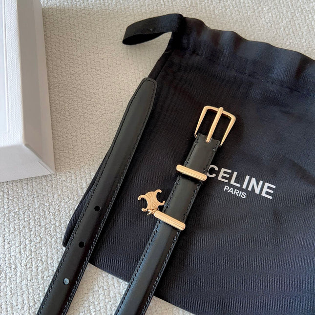 CL BELT 18MM IN BLACK TAURILLON GLOSSY CALFSKIN GOLD BUCKLE