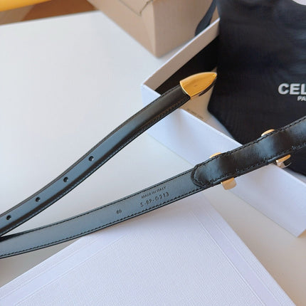 CELINE 25S SMALL 18MM WESTERN BELT IN BLACK CALFSKIN 566640