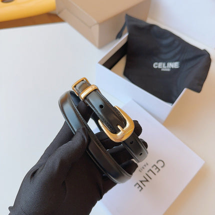 CELINE 25S SMALL 18MM WESTERN BELT IN BLACK CALFSKIN 566640