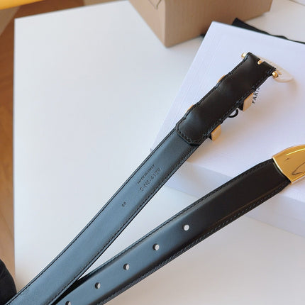 CELINE 25S SMALL 25MM WESTERN BELT IN BLACK CALFSKIN 566638