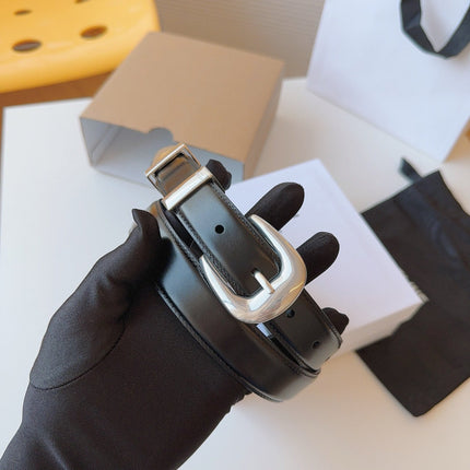 CELINE 25S SMALL 25MM WESTERN BELT IN BLACK CALFSKIN 566639