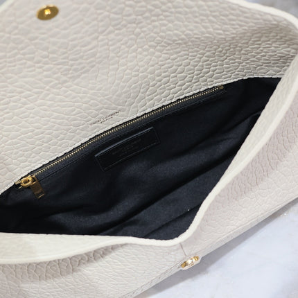 ENVELOPE CLUTCH 29 IN WHITE LAMBSKIN COPPER LOGO