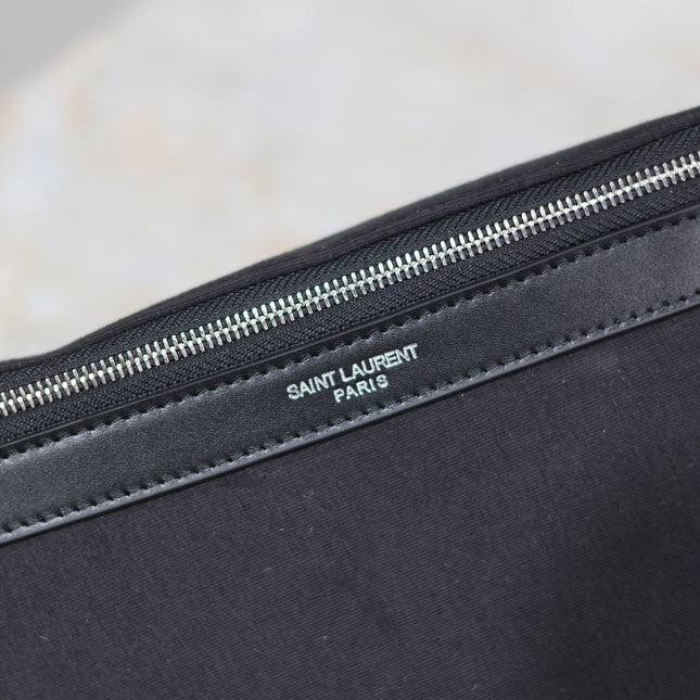 YSL 25S CLASSIC CROSSBODY BAG 26 IN BLACK CANVAS SILVER HARDWRE