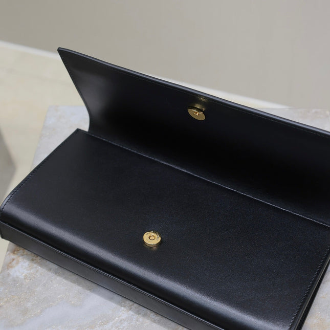 CLASSIC KATE CLUTCH 27 IN BLACK LAMBSKIN GOLD HARDWARE