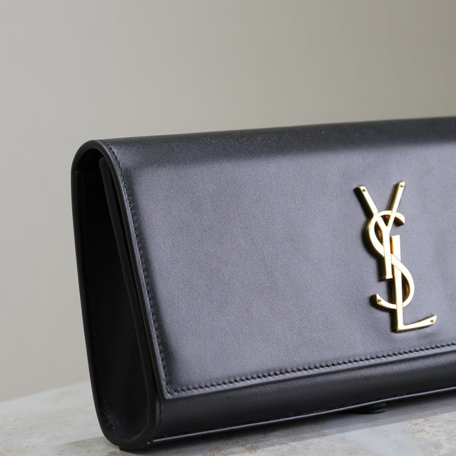 CLASSIC KATE CLUTCH 27 IN BLACK LAMBSKIN GOLD HARDWARE