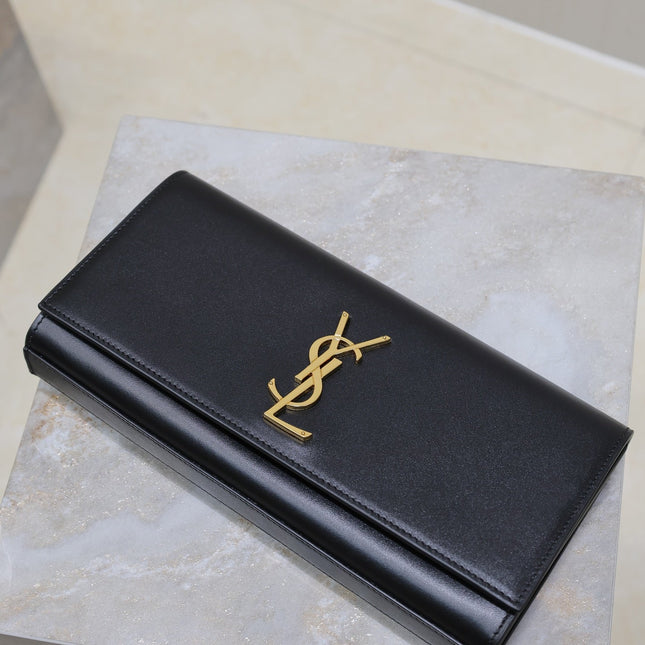 CLASSIC KATE CLUTCH 27 IN BLACK LAMBSKIN GOLD HARDWARE
