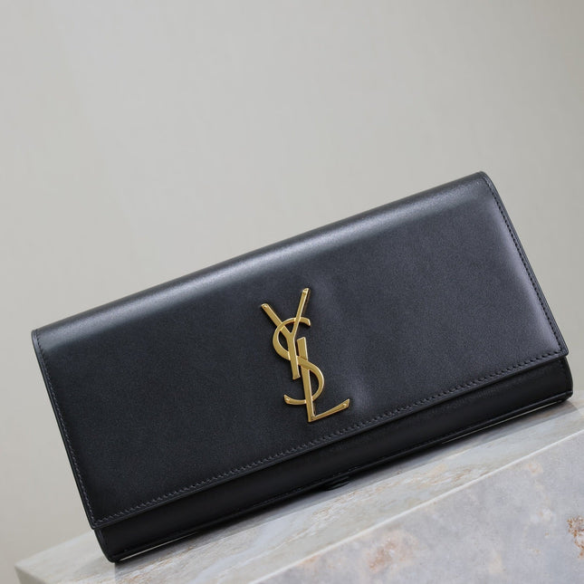 CLASSIC KATE CLUTCH 27 IN BLACK LAMBSKIN GOLD HARDWARE
