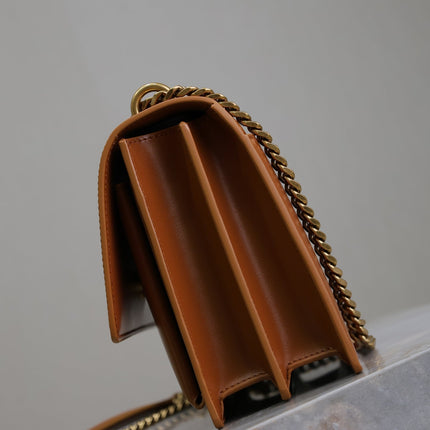 YSL 25S SUNSET BAG 22 IN DARK CARAMEL CALFSKIN GOLD HARDWRE