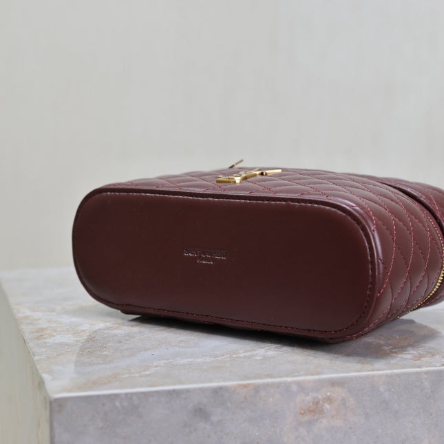 GABY MINI VANITY 18 IN AUBURN RED LAMBSKIN GOLD HARDWARE