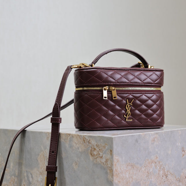 GABY MINI VANITY 18 IN AUBURN RED LAMBSKIN GOLD HARDWARE