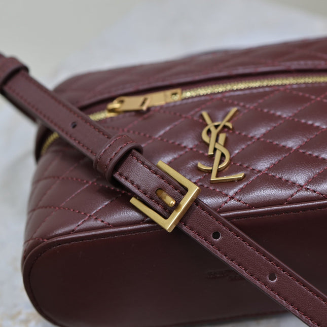 GABY MINI VANITY 18 IN AUBURN RED LAMBSKIN GOLD HARDWARE