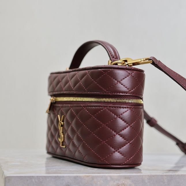 GABY MINI VANITY 18 IN AUBURN RED LAMBSKIN GOLD HARDWARE