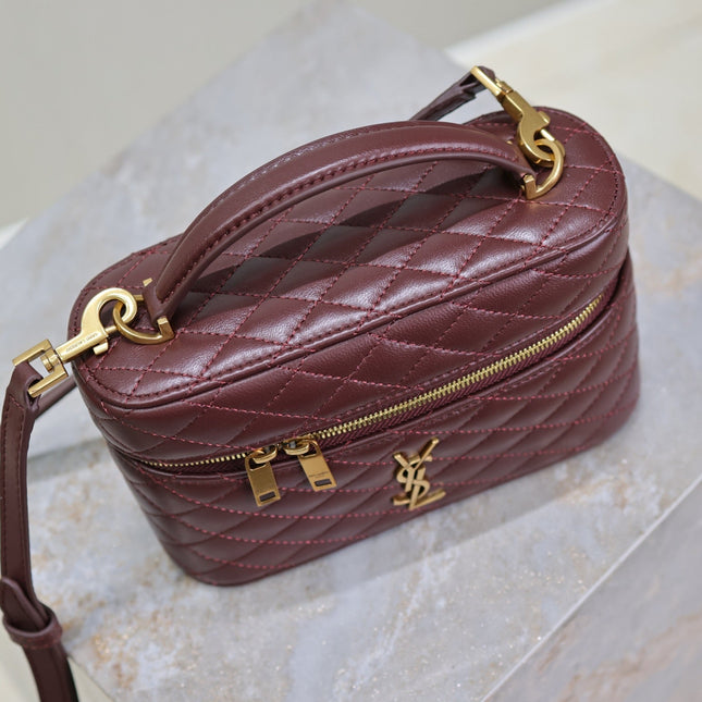 GABY MINI VANITY 18 IN AUBURN RED LAMBSKIN GOLD HARDWARE