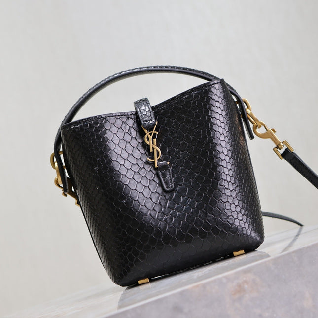 LE 37 MINI BAG 15 IN BLACK SNAKE PATTERN CALFSKIN