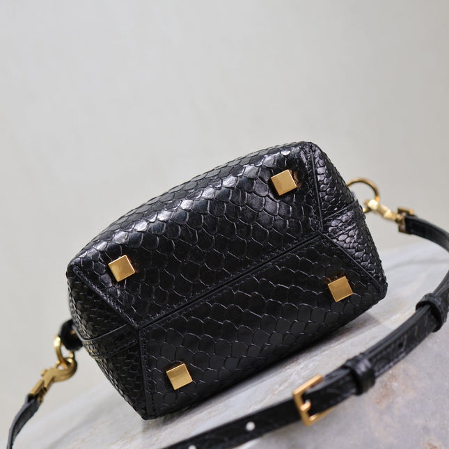 LE 37 MINI BAG 15 IN BLACK SNAKE PATTERN CALFSKIN