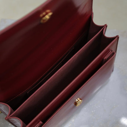 YSL 25S SUNSET BAG 22 IN CRIMSON RED CALFSKIN GOLD HARDWRE