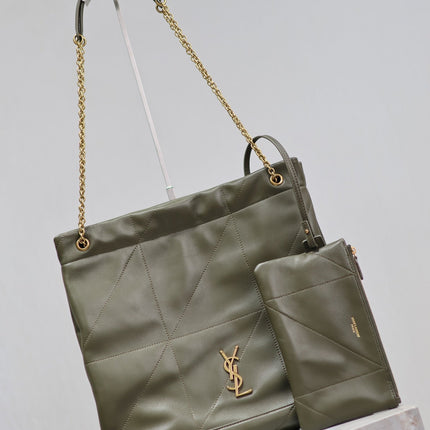 JAMIE POCHON 38 IN ARMY GREEN LAMBSKIN GOLD HARDWARE