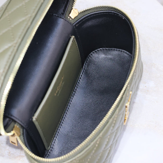 GABY MINI VANITY BAG 18 IN ARMY GREEN LAMBSKIN