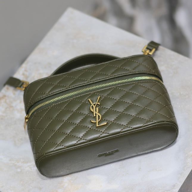 GABY MINI VANITY BAG 18 IN ARMY GREEN LAMBSKIN