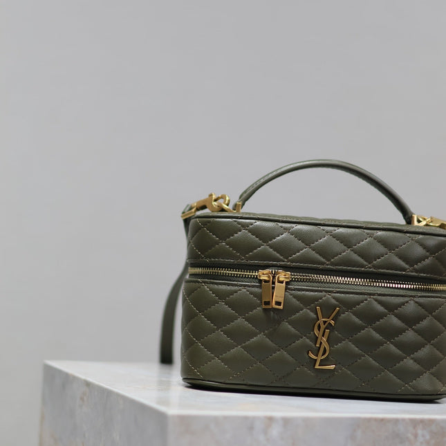 GABY MINI VANITY BAG 18 IN ARMY GREEN LAMBSKIN