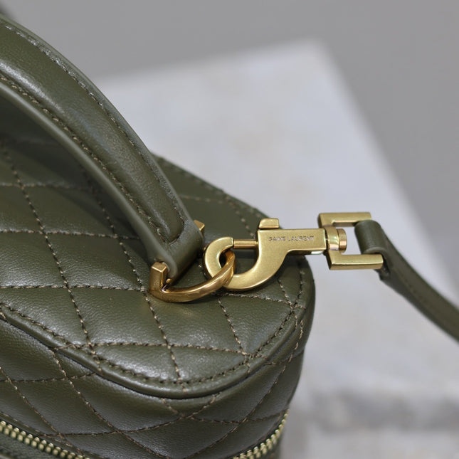 GABY MINI VANITY BAG 18 IN ARMY GREEN LAMBSKIN