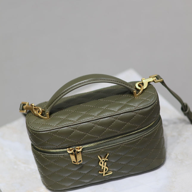 GABY MINI VANITY BAG 18 IN ARMY GREEN LAMBSKIN