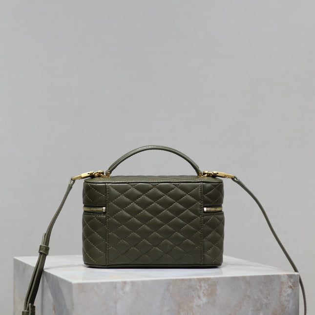 GABY MINI VANITY BAG 18 IN ARMY GREEN LAMBSKIN