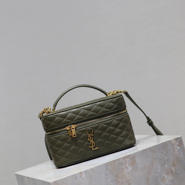 GABY MINI VANITY BAG 18 IN ARMY GREEN LAMBSKIN