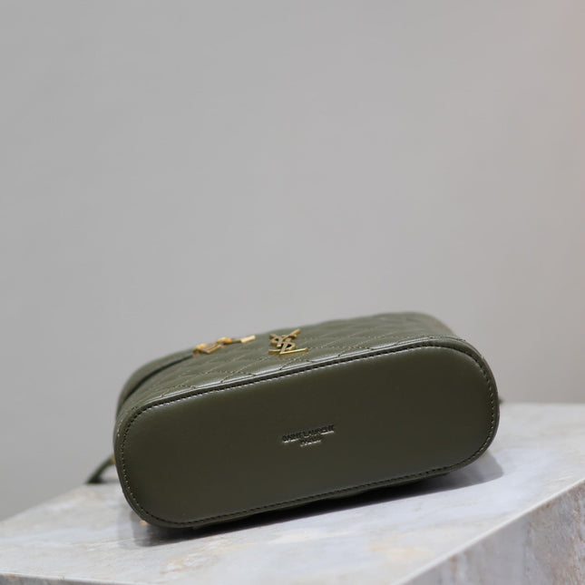 GABY MINI VANITY BAG 18 IN ARMY GREEN LAMBSKIN