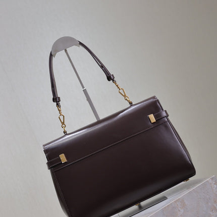 MANHATTAN TOP HANDLE BAG 32 IN BRUNETTE BROWN CALFSKIN