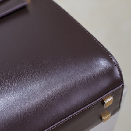 MANHATTAN TOP HANDLE BAG 32 IN BRUNETTE BROWN CALFSKIN