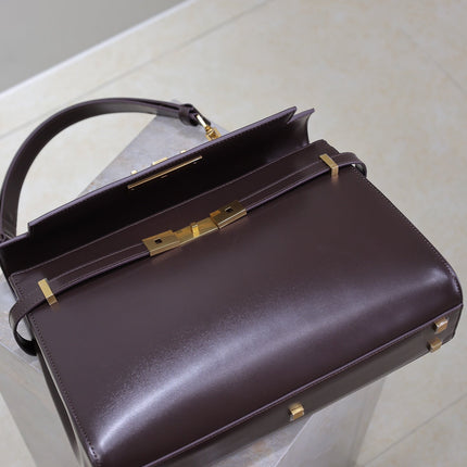 MANHATTAN TOP HANDLE BAG 32 IN BRUNETTE BROWN CALFSKIN