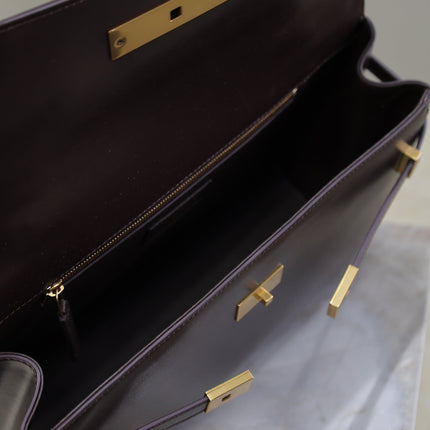 MANHATTAN TOP HANDLE BAG 32 IN BRUNETTE BROWN CALFSKIN